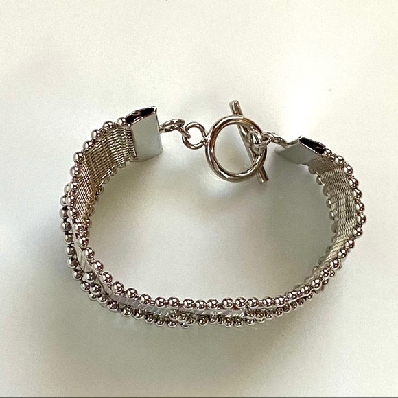 Silver Tone Bracelet with Ball Pin Design - Picture 3 of 5